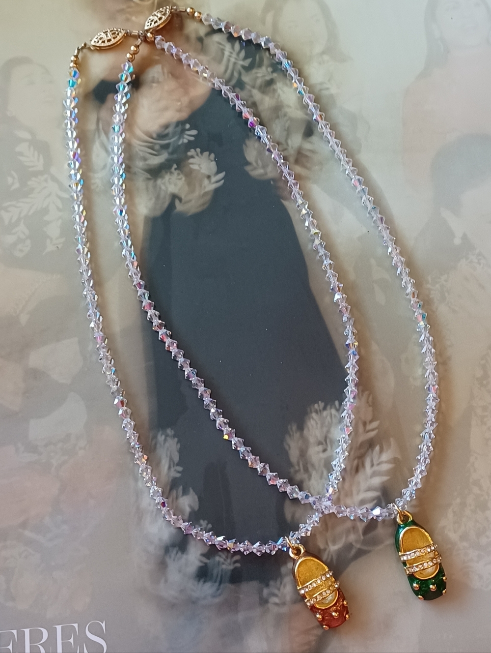 Vintage AB Necklace Set Of 2 14K Gold Filled With Mary Jane Shoe Pendants